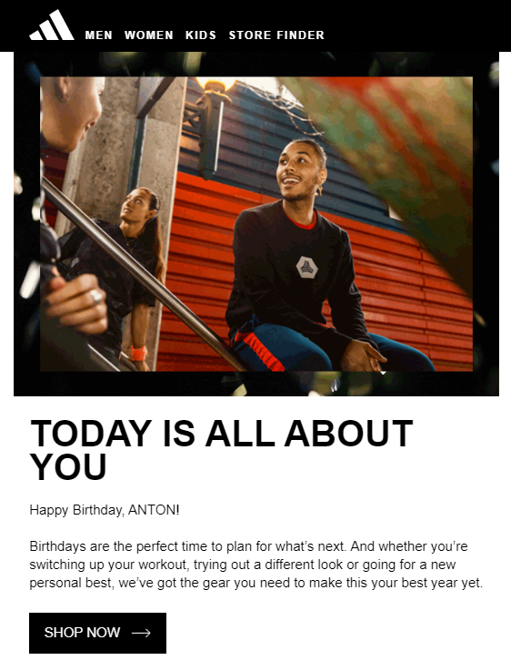 Adidas email personalization