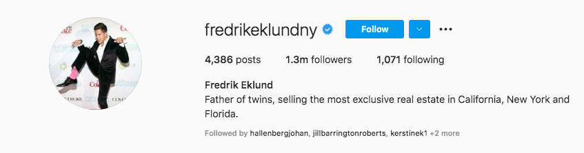 Real Estate Influencers Fredrik Eklund 