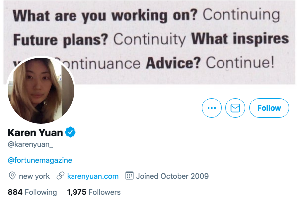 Top Business Journalists Karen Yuan.