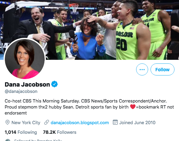 Dana Jacobson是CBS新闻的主持人和记者，目前担任CBS This Morning星期六的联合主持人。