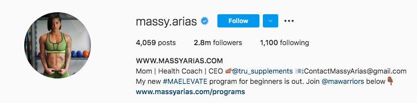 Massy Arias, Los Angeles, California, 2.7M  | Fitness Influencers