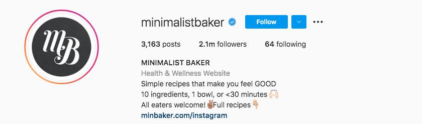 food influencers, Dana Shultz AKA Minimalist Baker: 2M Followers.