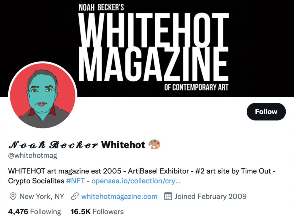 Списание за изкуство WHITEHOT est 2005 - Art|Basel Exhibitor - #2 art site by Time Out - Crypto Socialites #NFT.