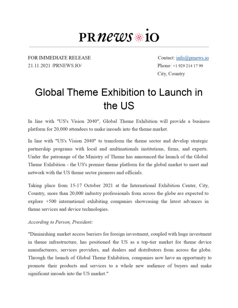 Event Press Release Example.
