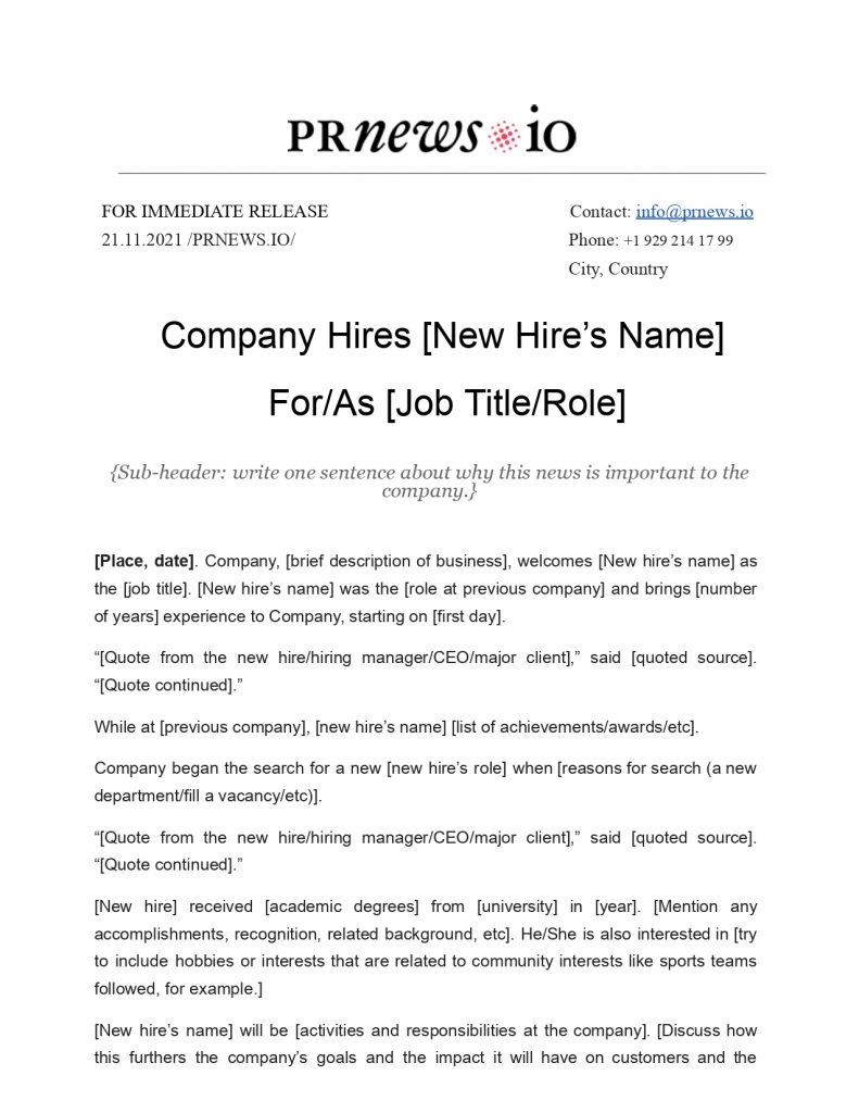 New Hire Press Release: What s it and How to Create One?