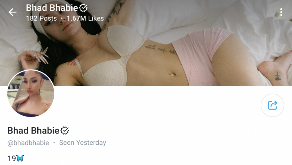 Bhad Bhabie OnlyFans profile.