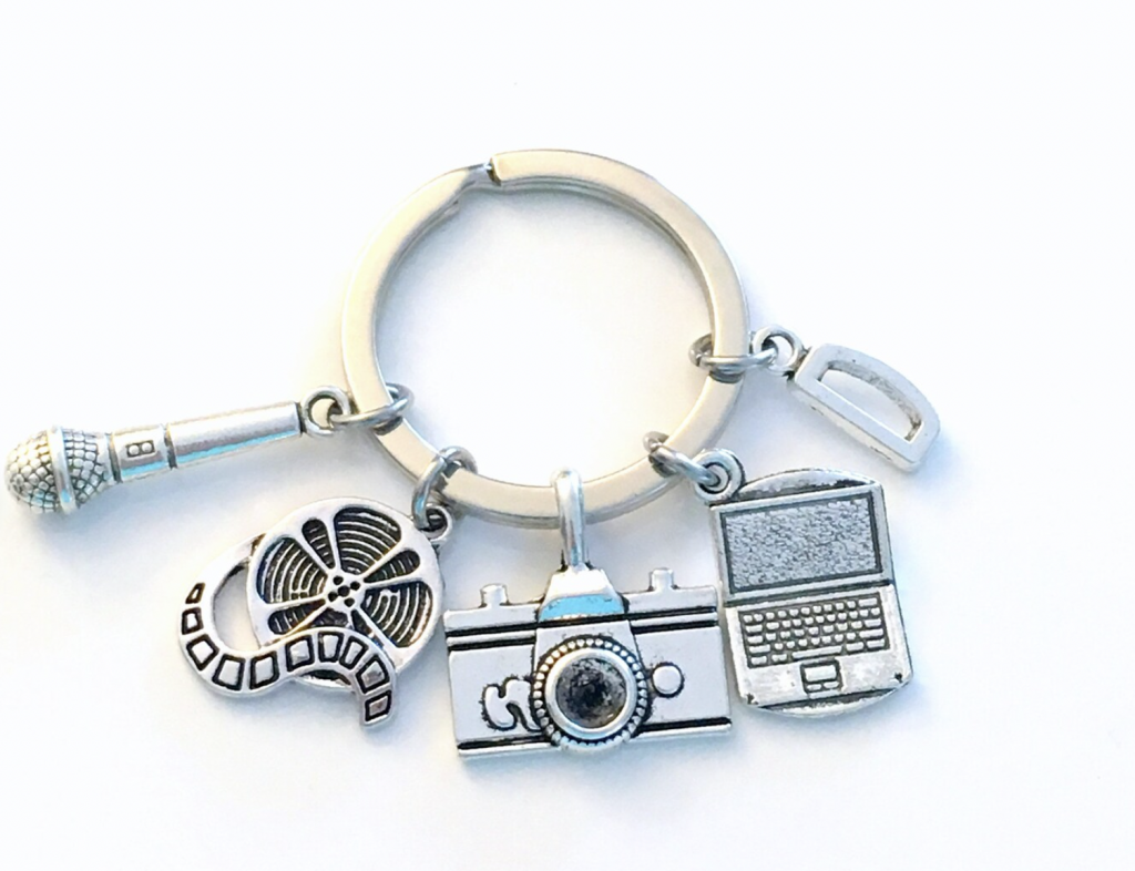 Journalist Keychain, Cameraman Key Chain, Public Relations PR Social Media Keyring PR Gifts.