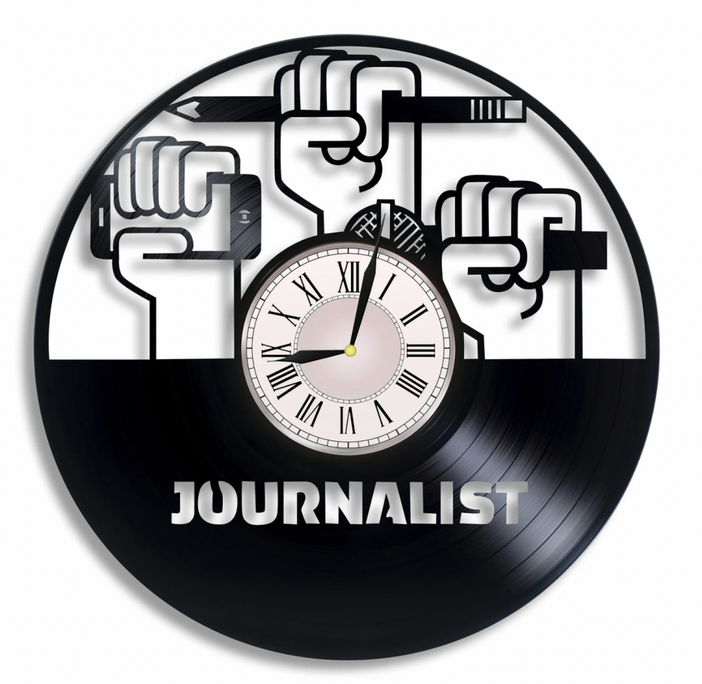 Journalist vinyl wall clock PR Gifts.