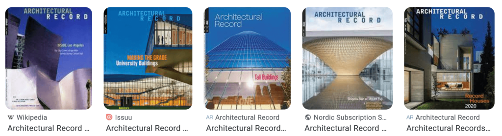 Architectural Record architecture magazines.