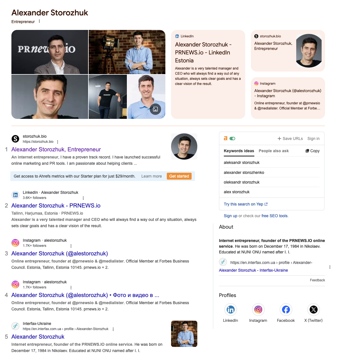 Alexander Storozhuk Google Knowledge Graph