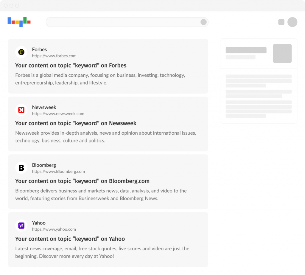 Keyword results