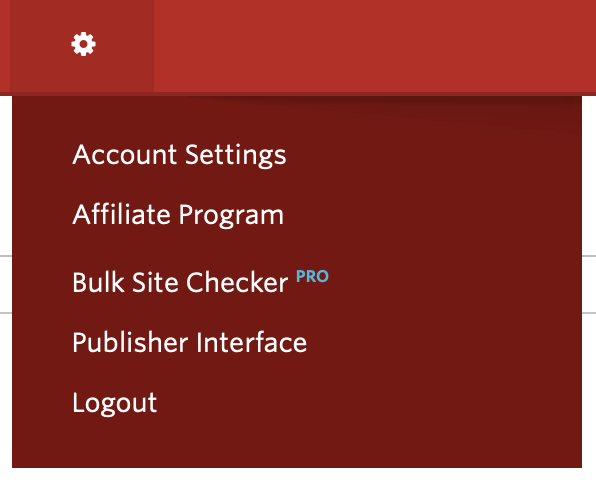 PRO account menu