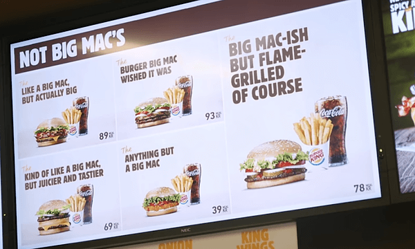 Newsjacking example: Burger King’s “Big Mac-ish” Menu