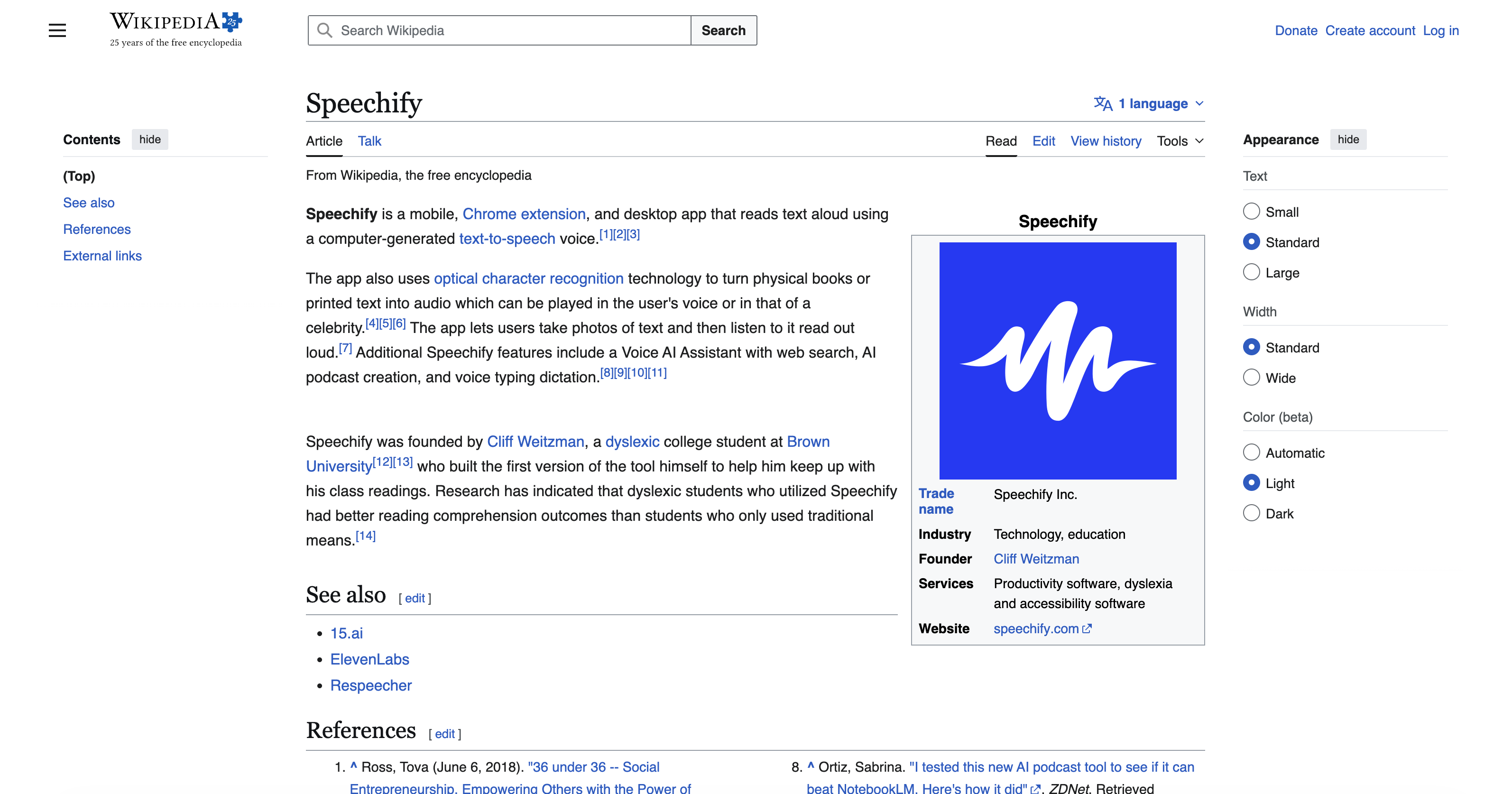 Article about Speechify (English edition)