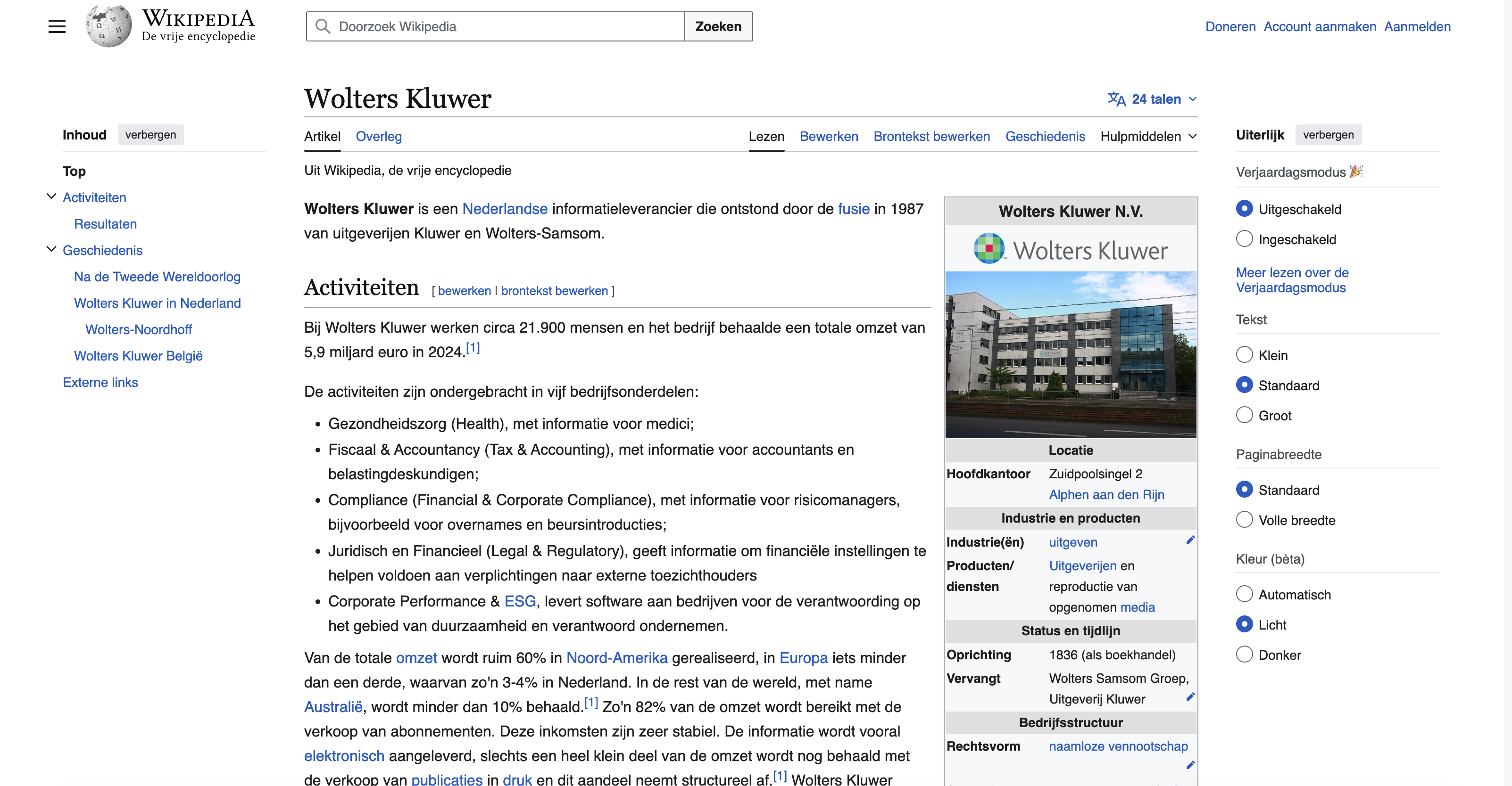 Article about Wolters Kluwer (Dutch edition)