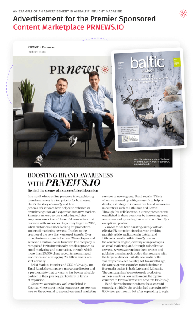 Advertisement for the Premier Sponsored Content Marketplace prnewsio