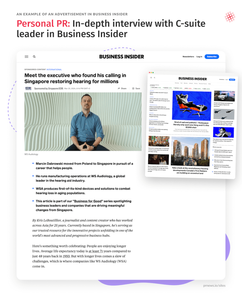 In-depth interview with C-suite leader in Business Insider
