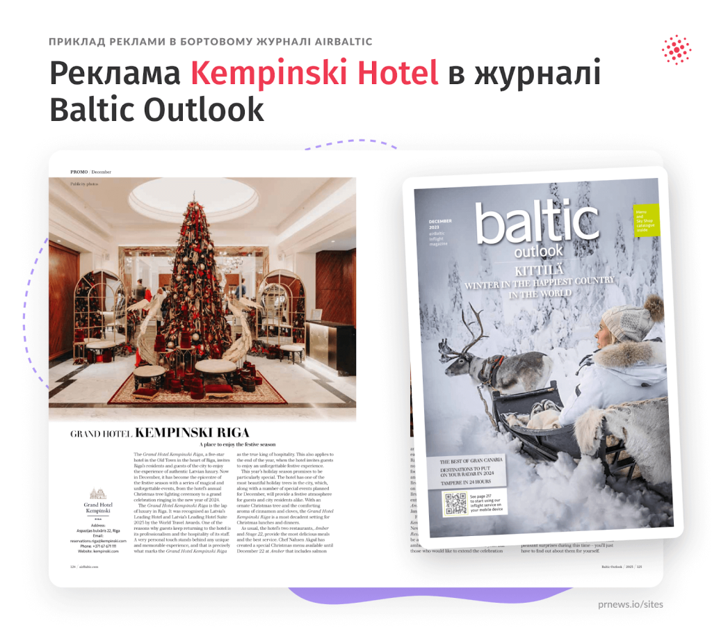 Kempinski Hotel Ad in Baltic Outlook Magazine